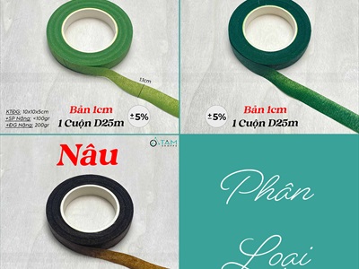 Băng dính keo sáp quấn cành hoa Handmade D25m [Nhiều màu] BANGKEO-06